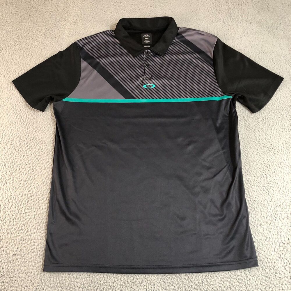 Oakley Shirt Mens 2XL Black Polo Preppy Hydroux ColorBlock Performance Golf Logo